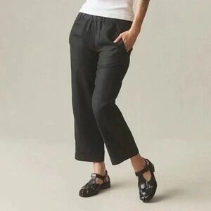 AMERICAN GIANT Black Linen Wide Leg Pants Elastic Waist Size S
